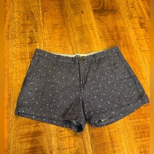 Blue linen shorts white polka dots